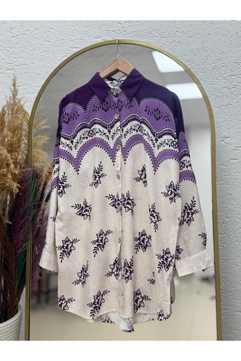 MİHRA STORE Palermo Half Century Viscose Shirt-Pe204 Purple