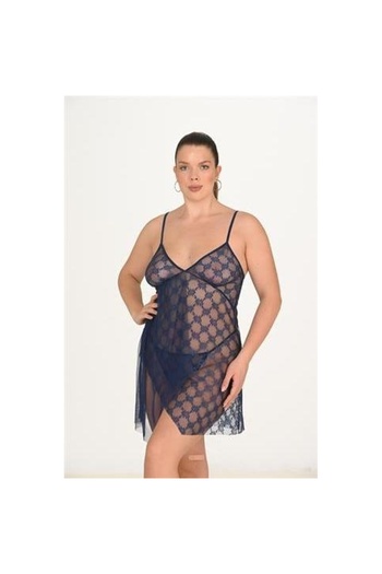 Narnuga Large Size Navy Blue Nightgown 3046