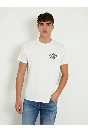 Guess Crew Neck Plain White Men's T-Shirt M4Ri65K9Rm1F0B6_Ss Bsc Eagle Tribal