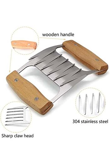 Opaceluuk Set of 2 Opaceluuk meat claws, metal/wood, 10.8 x 11.5 cm