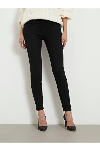 Guess Regular Waist Regular Leg Skinny Fit Black Women's Denim Pants W4RA34D59I1-FLRQ