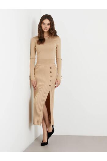 Guess Fusta standard pentru femei maro cu talie normală W4RD99Z3D60-G1L7