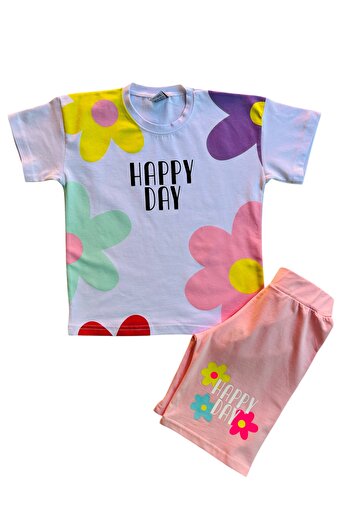 YUMİYUMM Girl's Daisy Patterned Shorts Set