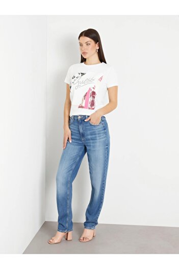 Guess Tricou alb cu gât pentru femei W4GI17I3Z14-F0BP