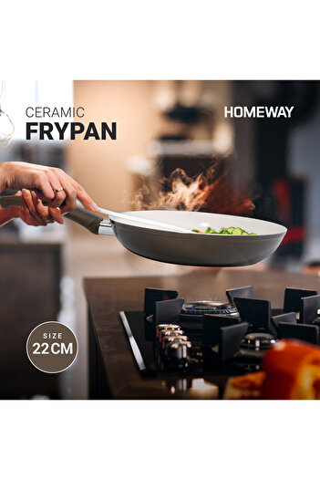 CLIKON HOMEWAY 22cm Ceramic Fry Pan - Nonstick, Durable, Non-Toxic, Oven Safe Skillet for Everyday Cooking