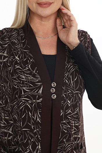 AfifeCOLLECTİON Patterned Mother Plus Size Vest Viscose Vest