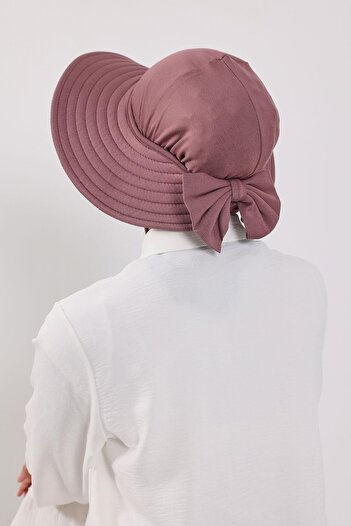 Aisha's Design Πρακτικό καπέλο με φιόγκο που κολλάει και αφαιρείται, με χτενισμένο βαμβάκι, SP-4, SP-4, Dusty Rose