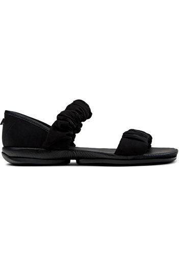 CAMPER Women's Black Genuine Leather Stylish Double Strap Sandals with Comfortable Rubber Sole RightNina