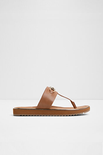 Aldo Lajolla - Women's Faux Leather Light Brown Flat Slippers
