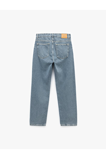 Koton Regular Waist Cotton Pocket Vintage Straight Fit Jean Trousers