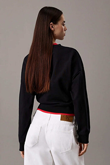 Calvin Klein Kadın Ck Monologo French Terry Relaxed Sweatshirt - Siyah