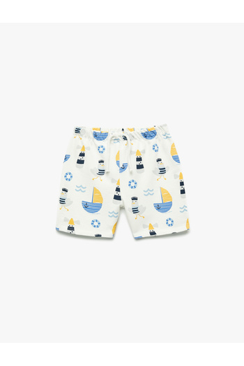 Koton Cotton Printed Lace-Up Shorts