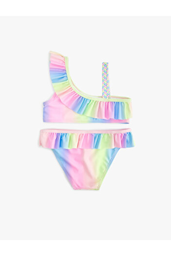 Koton Fırfırlı Tek Omuz İnce Askılı Bikini Takımı