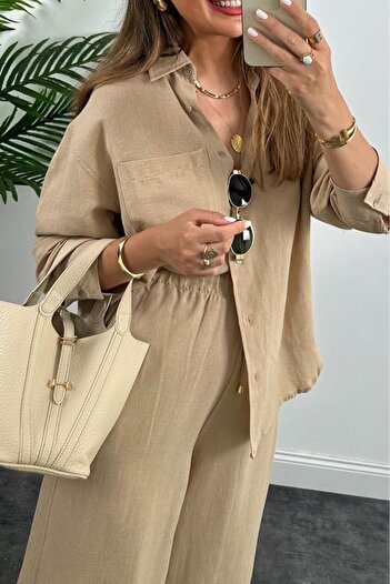 Suziş Women Linen Shirt Pants Suit 4S517