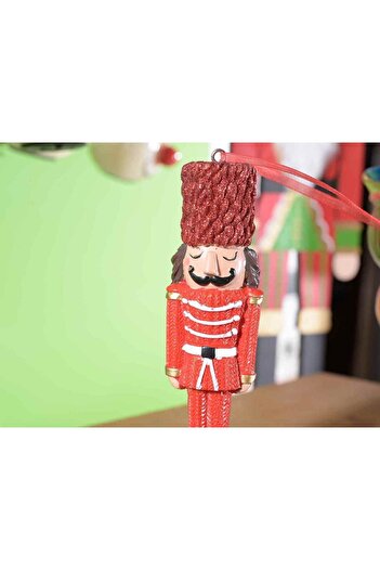 Decorer Nutcracker Christmas tree ornament made of red black polyresin 5x2x13 cm