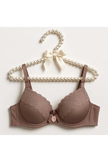 gigigiyim Lace Detailed Supported B Cup Bra Brown