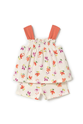 MAYORAL Girl Set top and shorts 1230 86 Ecru