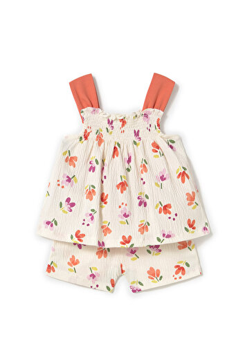 MAYORAL Girl Set top and shorts 1230 86 Ecru