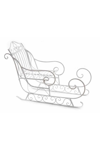 Decorer Decorative Sleigh in White Iron 79x32x53 cm