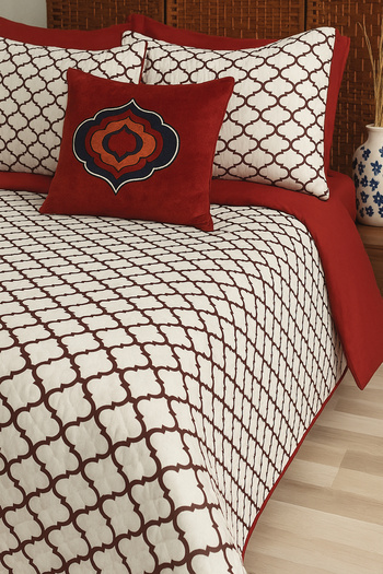 Bonny Home Melody Burgundy Silk Woven Soft and Luxurious Feel Double Bedspread