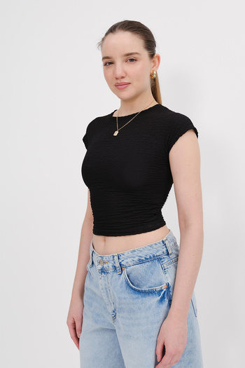 Addax Textured Crop T-Shirt P18308