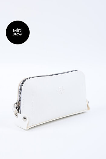 SHAKA White Shk222 Faux Leather, Zippered, 4 Compartments, Strap Phone Wallet and Handbag