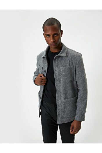 Koton Jacket Button Pocket Detailed Classic Collar