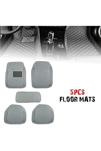 Generic Premium Quality, High Quality Rexine Universal Floor Mat for Car - Grey - 5 Pcs Set