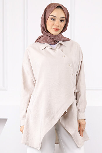 İmajButik Modal Tunic with Stone Side Tie