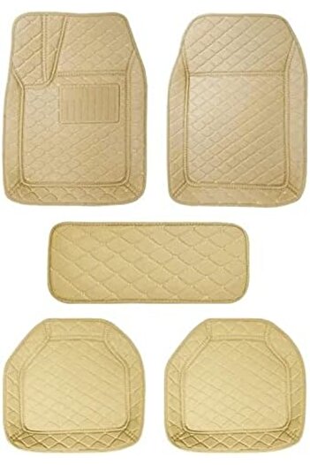 Generic Premium Beige Car Floor Mat – Universal Trim to Fit for Cars, SUVs, Trucks – All Weather Rexin Mat