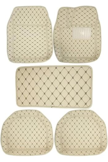 Generic Universal 5Pcs 3D Car Floor Mat Set – Beige, Waterproof, Trim-to-Fit, All-Weather Interior Mats