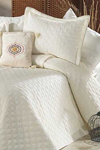 Teksev Melody Cream Silk Woven Soft Double Luxury Feel Bedspread