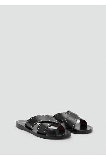 MANGO Woman Studded Leather Sandals