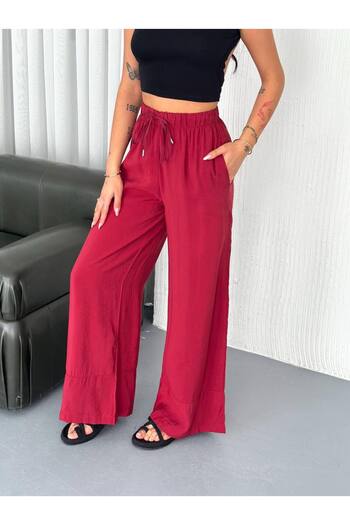 Noa Noa Elastic Waist Wide Leg Modal Fabric Trousers