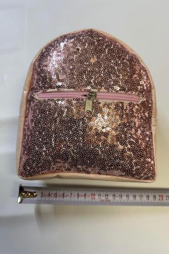 Hobigram Cream Powder Mixed Color Small Sequin Children's Backpack Children's Accessory Leather Backpack Girl's