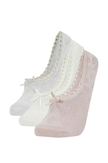 DeFacto Women's Applique 3-Piece Cotton Ballerina Socks B6057Axns