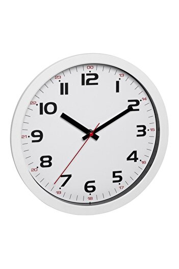 TFA Silent analog wall clock, with glass cover, large digits, white, 60.3050.02