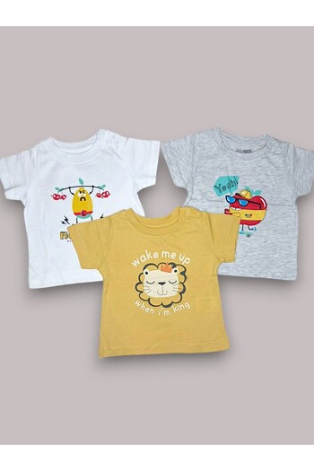 For My Baby 3-Piece Baby Boy T-Shirt Set - Colorful and Fun Pattern