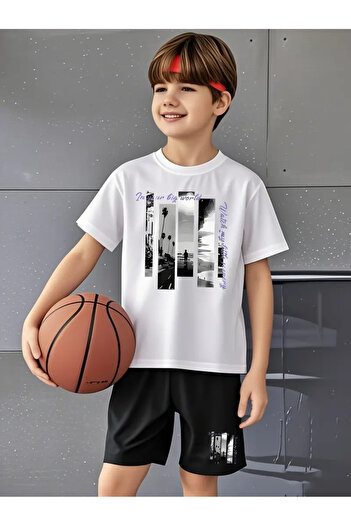 YUNAYT Children's T-Shirt and Pocket Shorts Set
