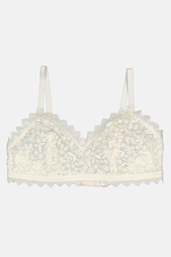 aerie Women Textured Lace Lightly Padded Bra, Off White