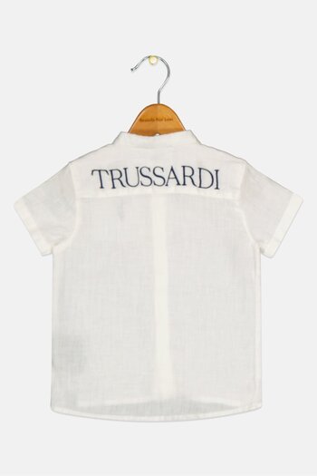 Trussardi Toddlers Boy Plain Short Sleeves Casual Shirt, White