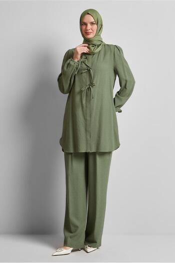 Alvina Lace-Up Detail Pants Suit 45620