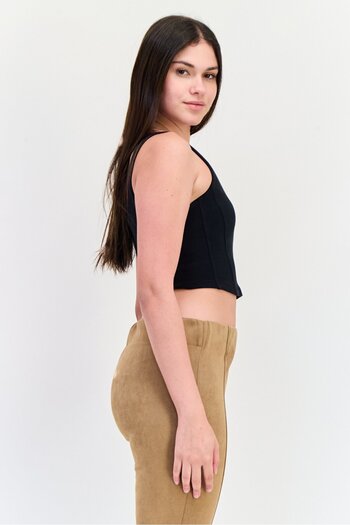 aerie x Offline Women U Neck Textured Tank Top, Black