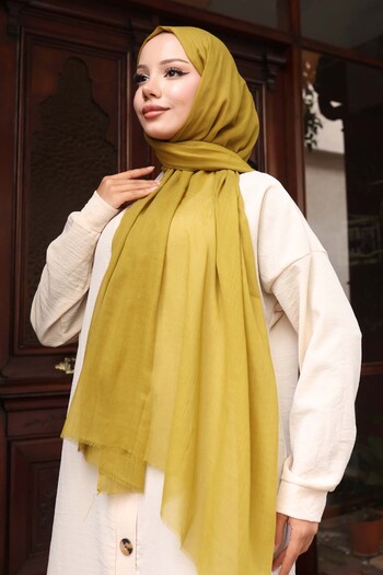 benguen Cotton Shawl Oil Green H101