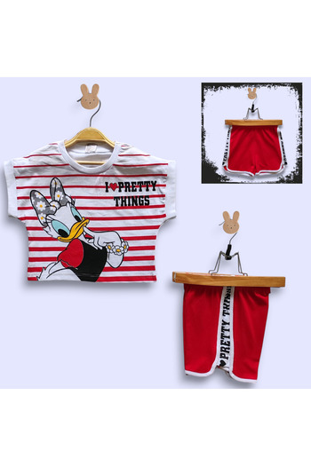 Kerimino Cotton Combed Shorts Girl's Set