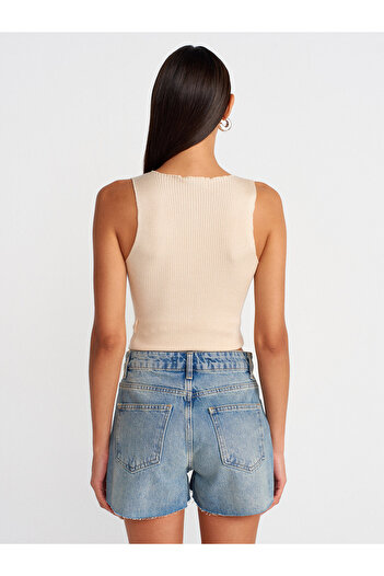 Dilvin 72005 Seamless Short Denim Shorts-Tint