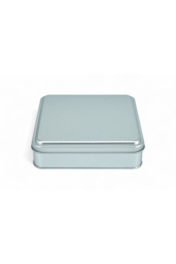KONTENSAN 158X158X47 mm Metal Covered Unprinted Metal Box, Matte Silver, 72 Pieces
