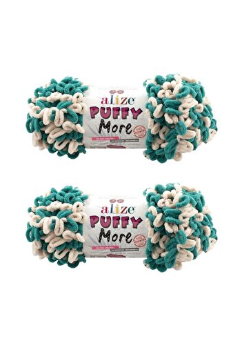 Alize 2 spools of Puffy More wool yarn made in Türkiye, color number 6542