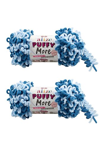 Alize 2 spools of Puffy More wool yarn, color number 6555