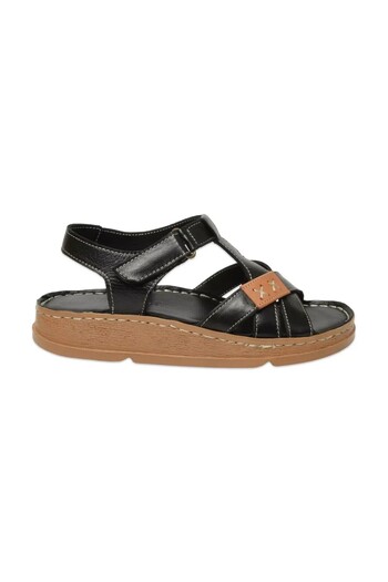 Mammamia D25Ys-2440 Women's Genuine Leather Comfort Sandals Black